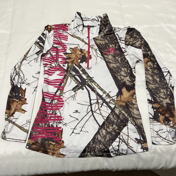 Mossy Oak Womens Camouflage Long Sleeve Quarter Zip Pullover XL White Outdoor - Picture 1 of 12